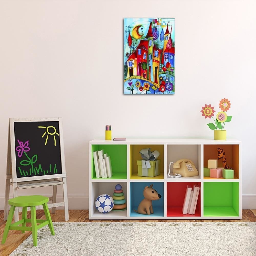 Emaga Obraz na płótnie, Kolorowe miasteczko nocą - 60x90